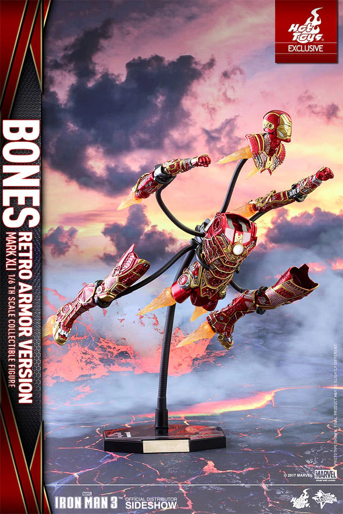 HOT TOYS - Marvel - Iron Man 3 - Iron Man Mark XLI - Bones (Retro Armor Ver) - Movie Masterpiece 1:6 Action Doll EXCLUSIVE - Image 3
